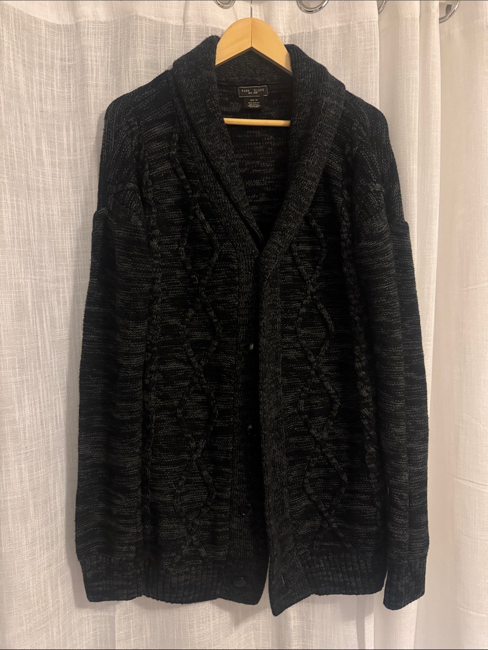 Park Slope | Black Cable Knit Cardigan Sweater Size 3X